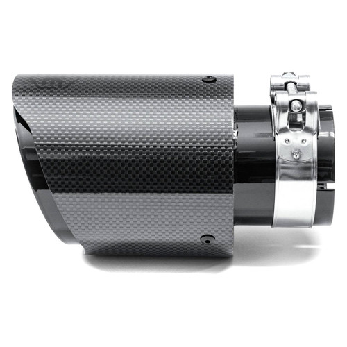 Carbon Fiber SINGLE Exhaust Tip — 4.0" Angle Cut Outlet / 2.5" Inlet / 6.5" Length