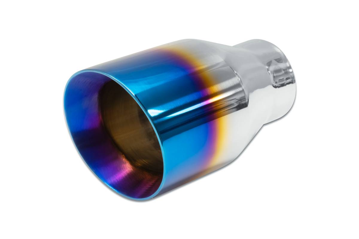 Blue Flame Double Wall SINGLE Exhaust Tip — 4.0" Angle Cut Outlet / 2.5" Inlet / 7.0" Length