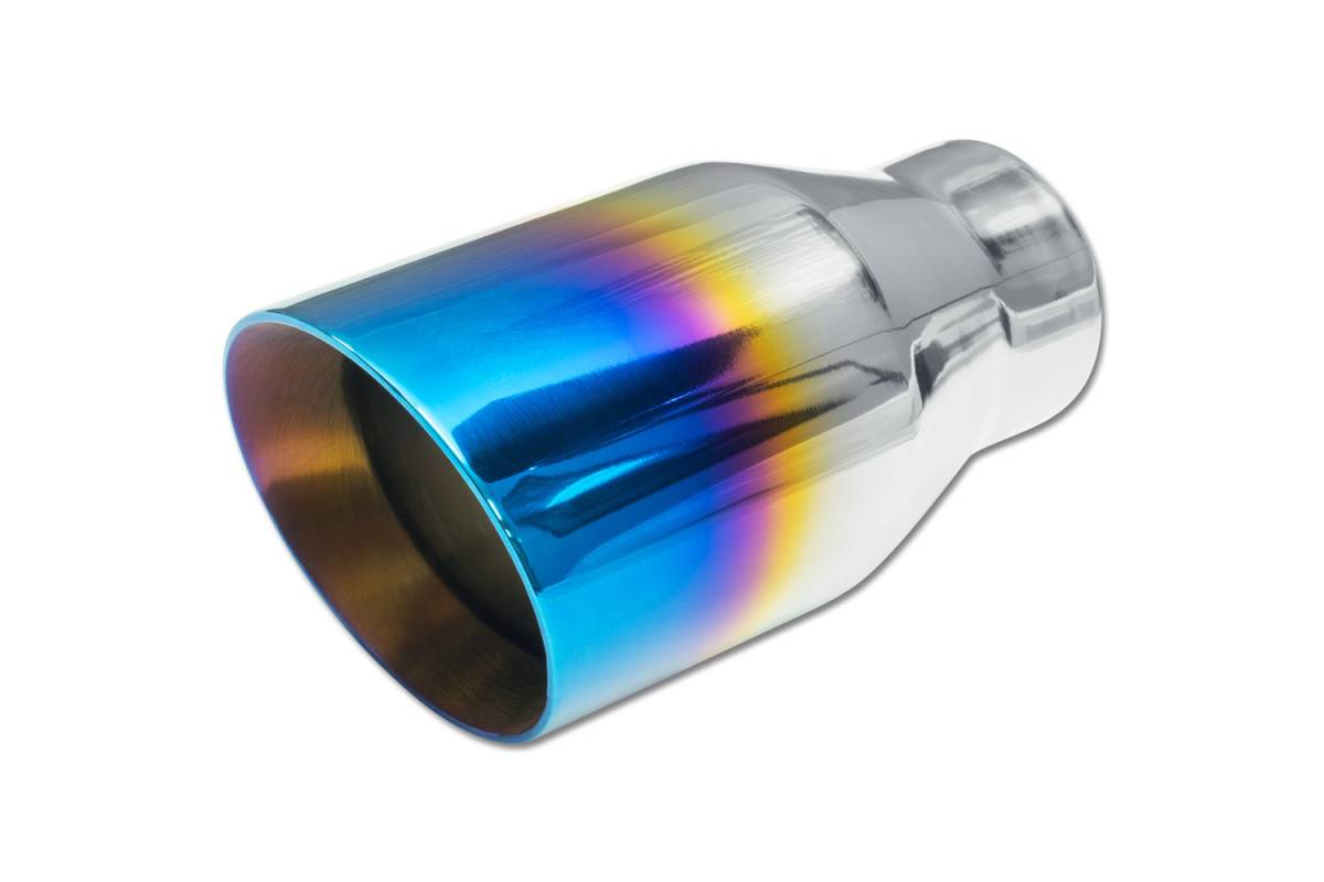 Blue Flame Double Wall SINGLE Exhaust Tip — 3.5" Angle Cut Outlet / 2.25" Inlet / 7.0" Length