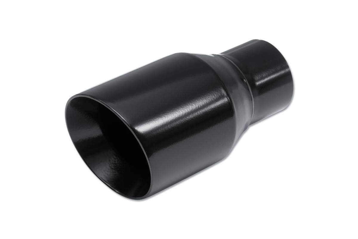 Black Powder Coat Double Wall SINGLE Exhaust Tip — 3.5" Angle Cut Outlet / 2.25" Inlet / 7.0" Length