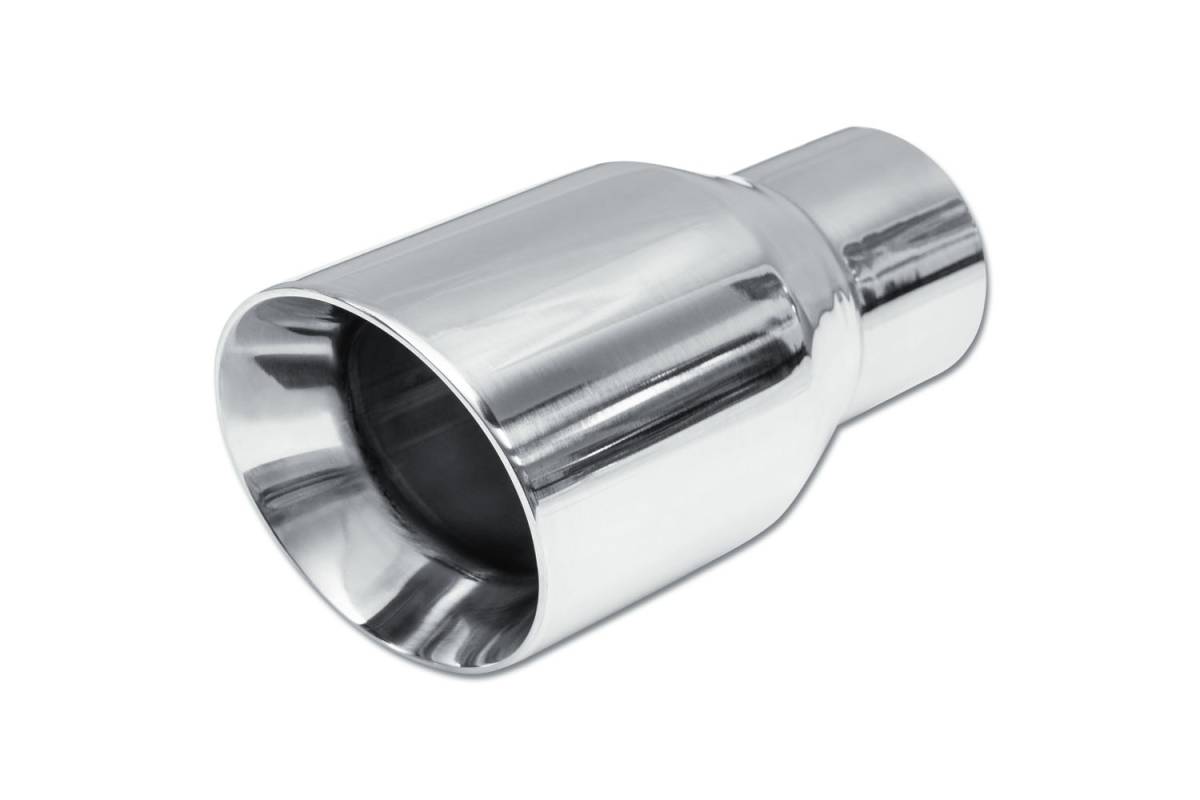 Polished Stainless Double Wall SINGLE Exhaust Tip — 3.5" Angle Cut Outlet / 2.25" Inlet / 7.0" Length