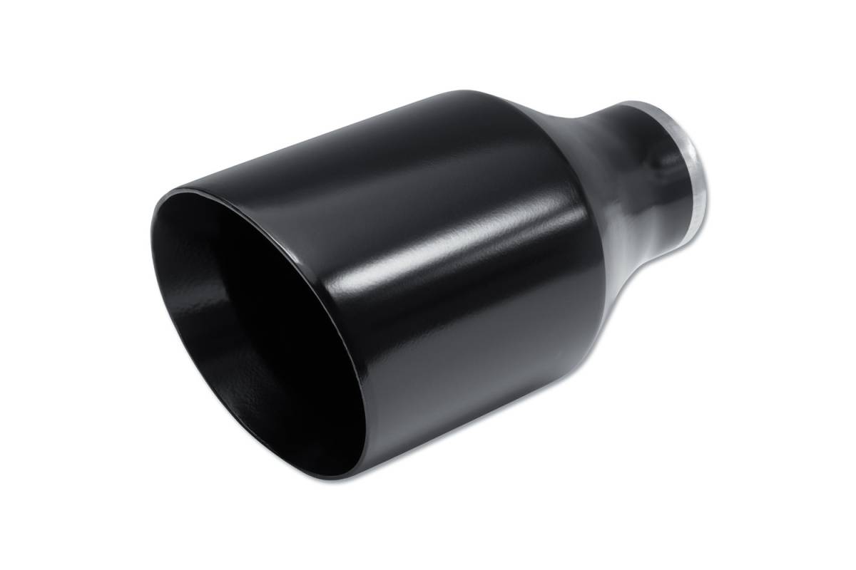 Black Powder Coat Double Wall SINGLE Exhaust Tip — 4.5" Angle Cut Outlet / 2.5" Inlet / 9.0" Length