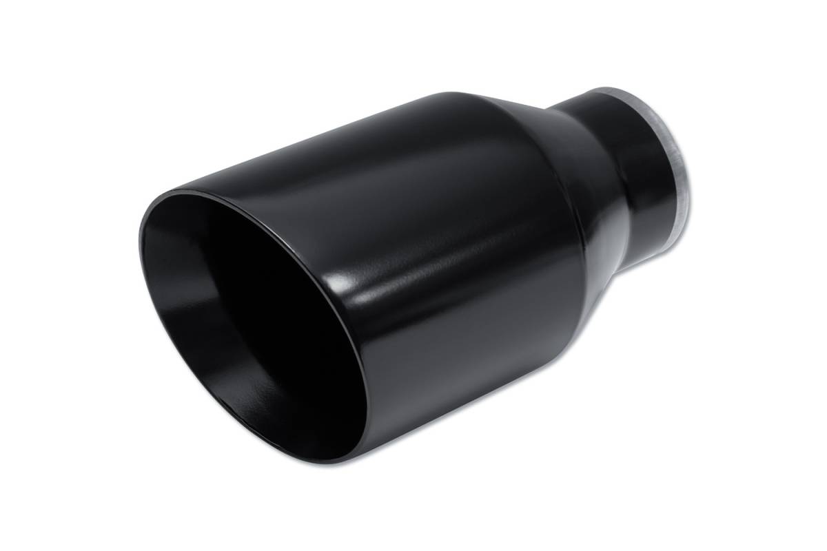 Black Powder Coat Double Wall Exhaust Tip — 5.0" Angle Cut Outlet / 3.0" Inlet / 9.0" Length